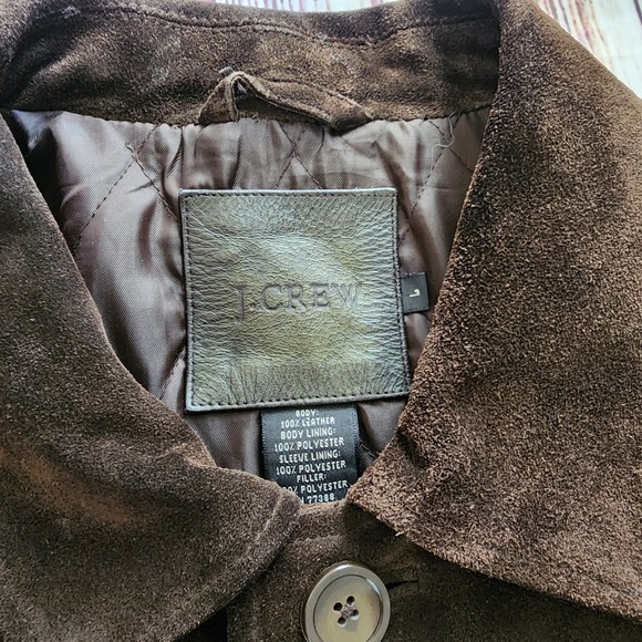 J.Crew Mens Brown Suede Leather Jacket L Preppy Outdoor Quilted Fall Coat Hiking - Picture 6 of 14